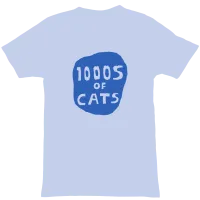 light blue t-shirt with blue circle logo